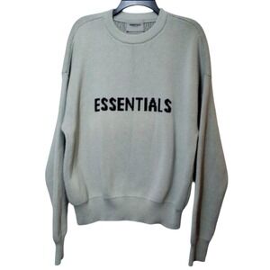 Fear of God Essentials Knit Logo Sweater Concrete Women's Small Oversized Y2K